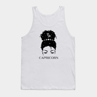 Messy Bun Celestial Queen: Capricorn Zodiac Sign Tank Top